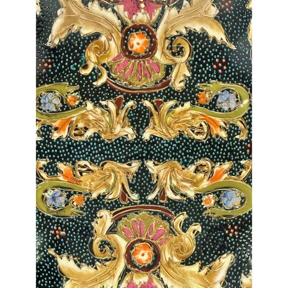 Large Satsuma Style Vintage Mid Century Cloisonne Ruffle Edge 10.25" Bowl - Picture 3 of 8